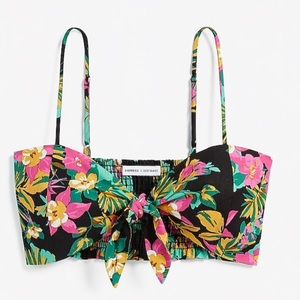 Express Tie-Front Floral Crop Top